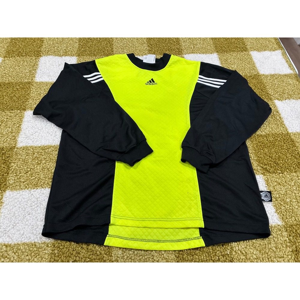Adidas Vintage Goalkeeper Jersey Neon Yellow Black Long Sleeve Mens Large USA